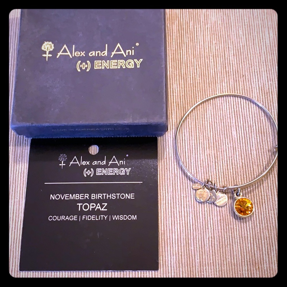 Alex and Ani Gold Topaz Charm Bracelet